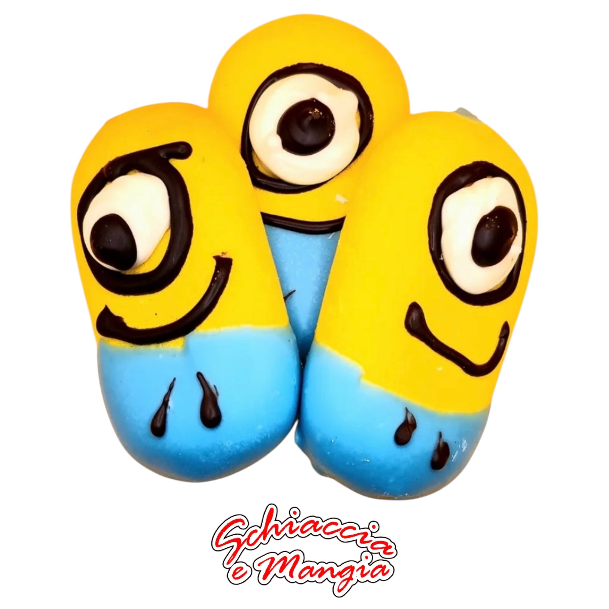 Biscotti Minions con Cuore di Cioccolato - Paste di Mandorla e Dessert - Schiaccia & Mangia  - fruttasana.com